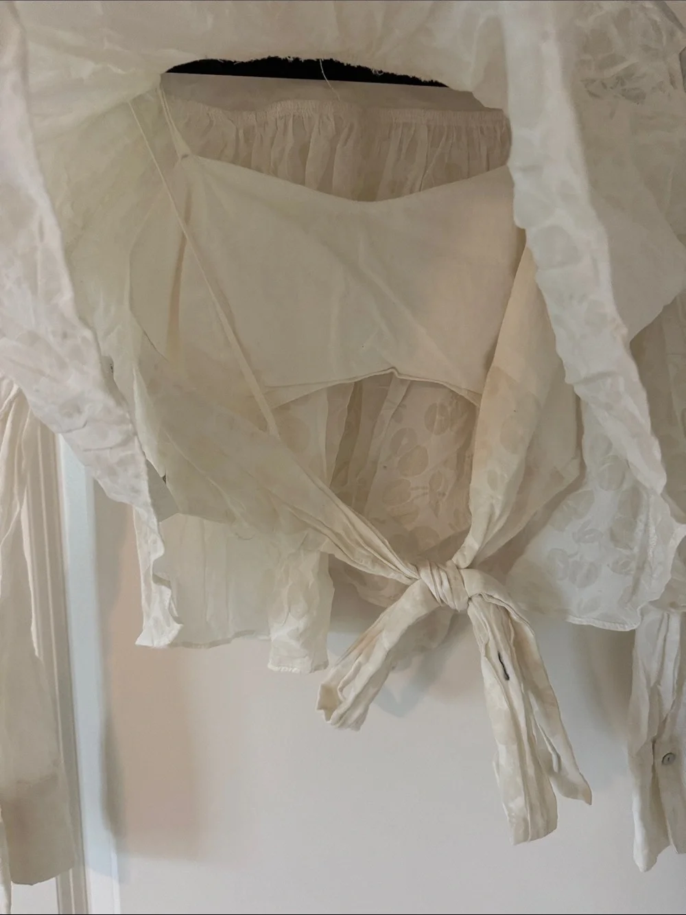 Zara Off-White Embroidered Peasant Blouse